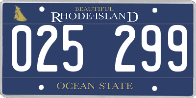 RI license plate 025299