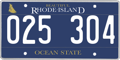 RI license plate 025304