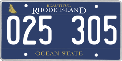 RI license plate 025305