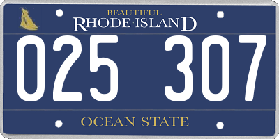 RI license plate 025307