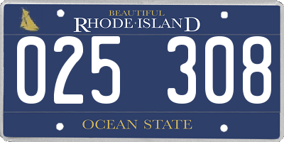RI license plate 025308