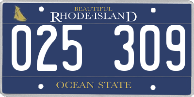 RI license plate 025309