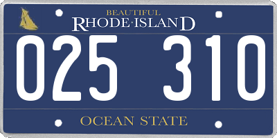 RI license plate 025310