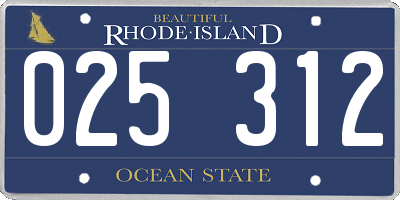 RI license plate 025312