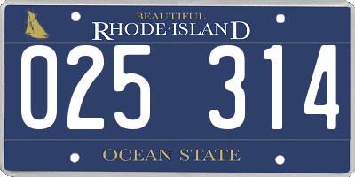 RI license plate 025314