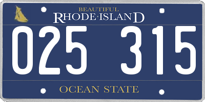 RI license plate 025315