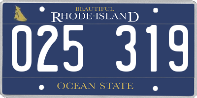 RI license plate 025319