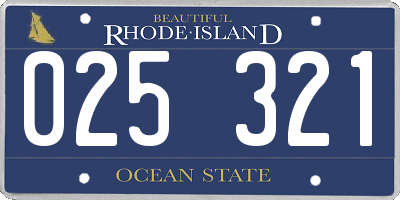 RI license plate 025321