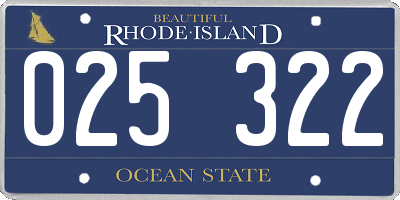 RI license plate 025322