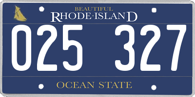 RI license plate 025327