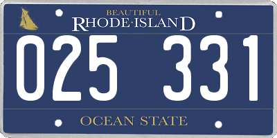 RI license plate 025331