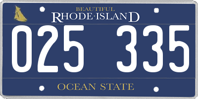 RI license plate 025335