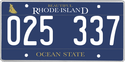 RI license plate 025337