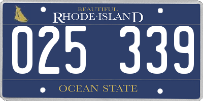 RI license plate 025339