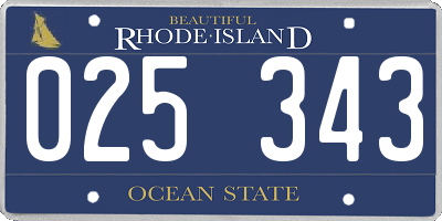 RI license plate 025343
