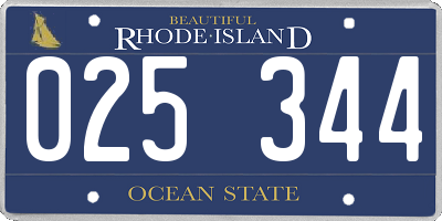 RI license plate 025344