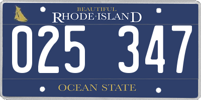 RI license plate 025347