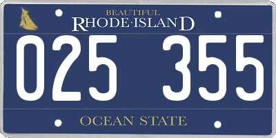 RI license plate 025355