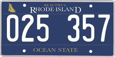 RI license plate 025357
