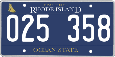 RI license plate 025358