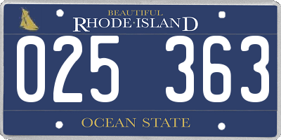 RI license plate 025363