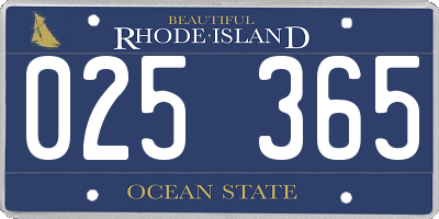 RI license plate 025365