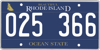 RI license plate 025366