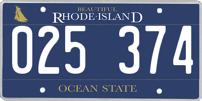 RI license plate 025374