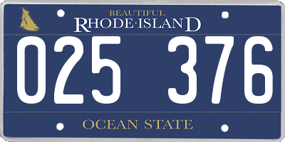 RI license plate 025376