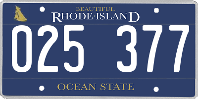 RI license plate 025377