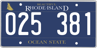 RI license plate 025381