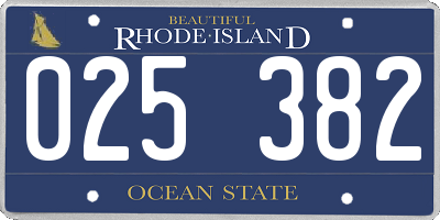 RI license plate 025382