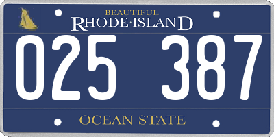 RI license plate 025387