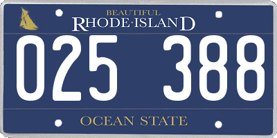 RI license plate 025388
