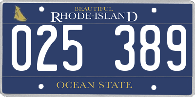 RI license plate 025389