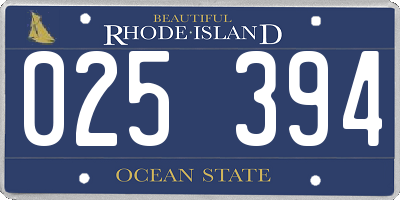 RI license plate 025394