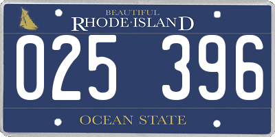 RI license plate 025396