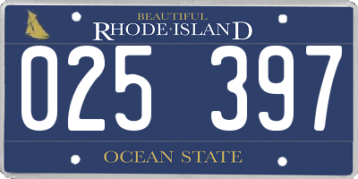 RI license plate 025397