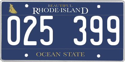 RI license plate 025399