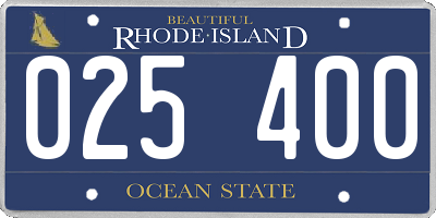 RI license plate 025400