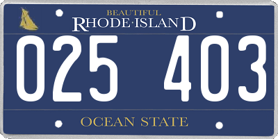 RI license plate 025403