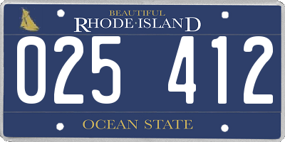 RI license plate 025412