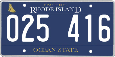 RI license plate 025416