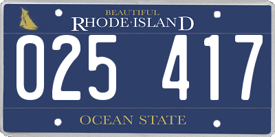 RI license plate 025417