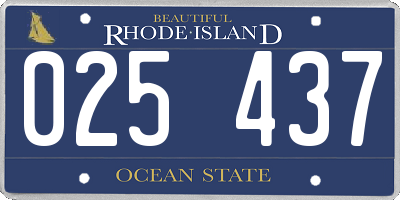 RI license plate 025437