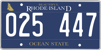 RI license plate 025447