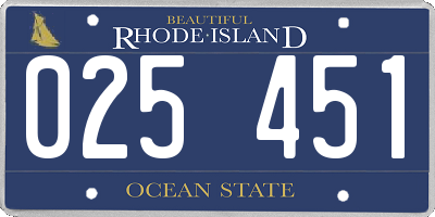 RI license plate 025451
