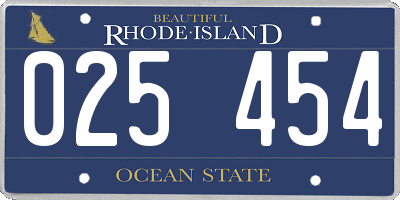 RI license plate 025454