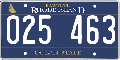 RI license plate 025463