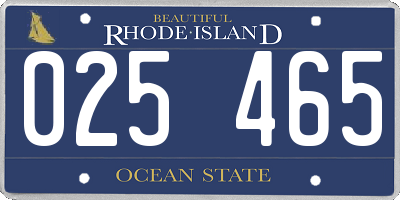 RI license plate 025465